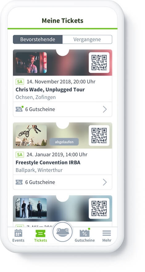 Veranstaltungskalender Eventfrog App Tickets auf dem Smartphone