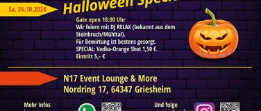 Event-Image for 'HALLOWEEN PARTY Teil 2 in der N 17 EVENT LOUNGE Griesheim'