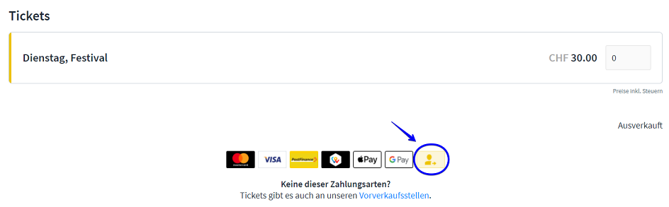 wie kaufe ich tickets per Vorkasse deutsch 1